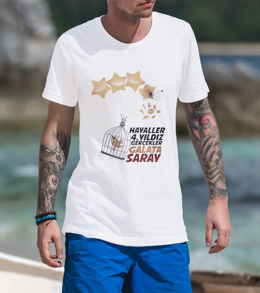 Havaller 4 Yıldız Gerçekler Galata Saray Turkish Football Club Stars T-Shirt