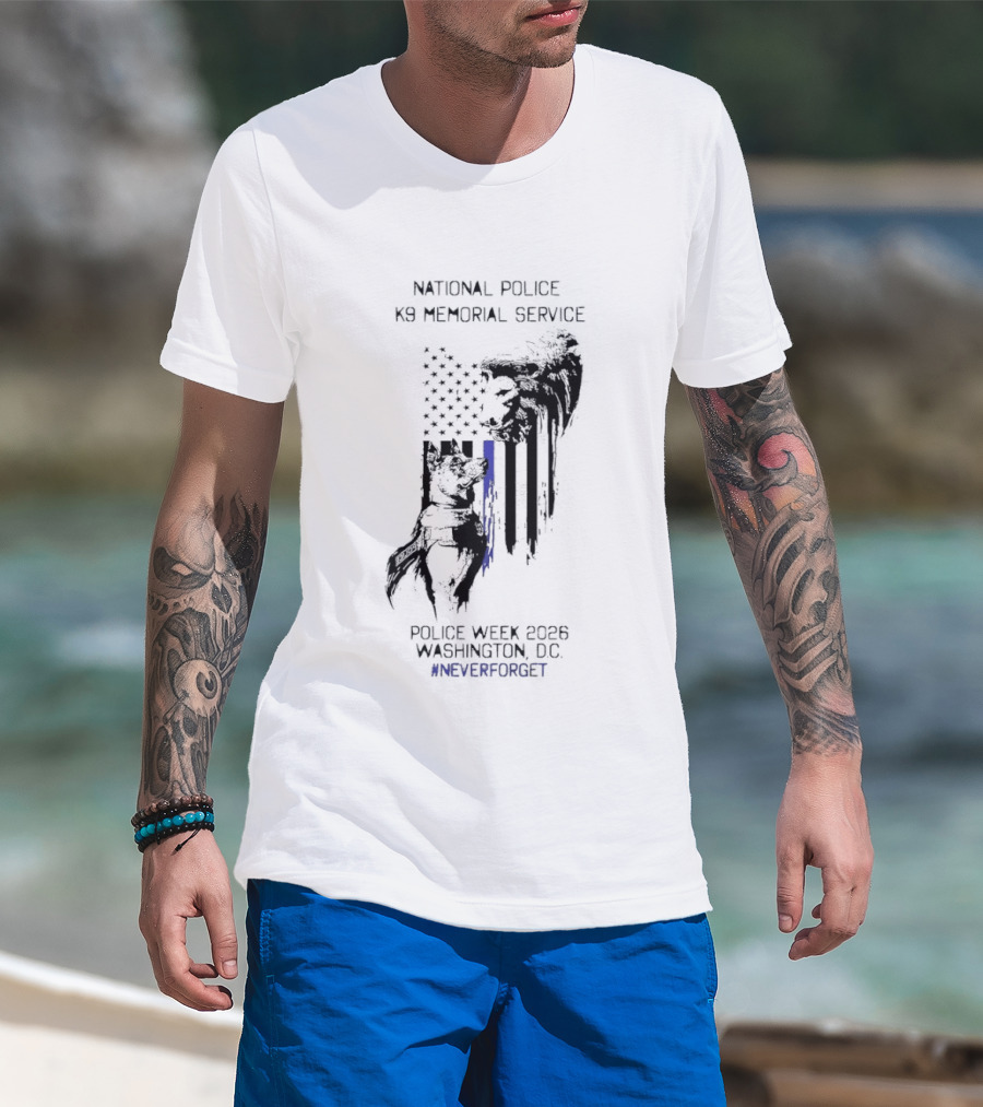 National Police Dog Memorial Service Police Week 2023 Washington DC #NeverForget T-Shirt