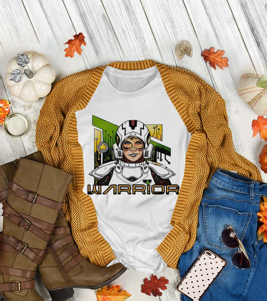 Riza Warrior Sci Fi Cybernetic Soldier with Helmet T-Shirt