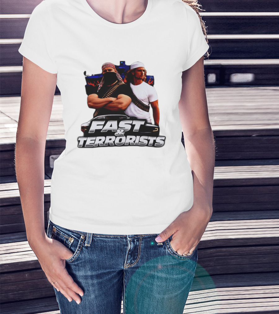 Fast & Terrorists Movie Parody With Muscle Cars And Bandolier T-Shirt