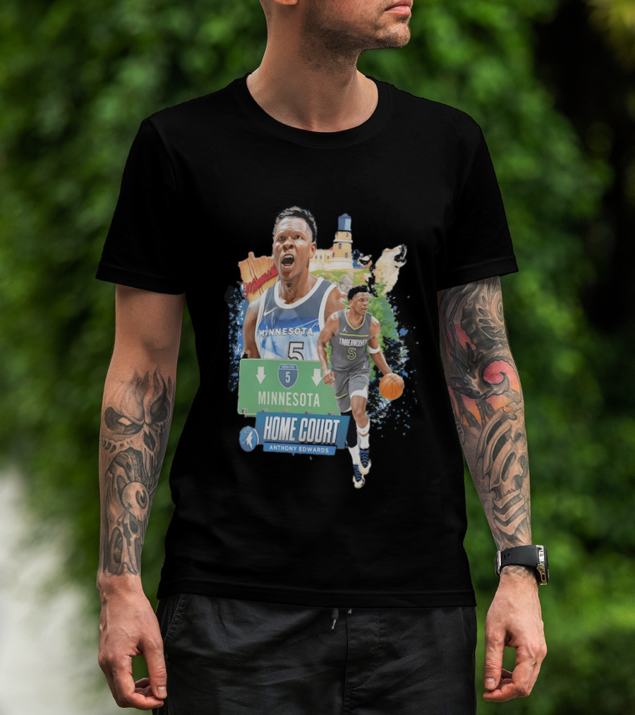 Anthony Edwards Minnesota Timberwolves Home Court Basketball Minneapolis T-Shirt