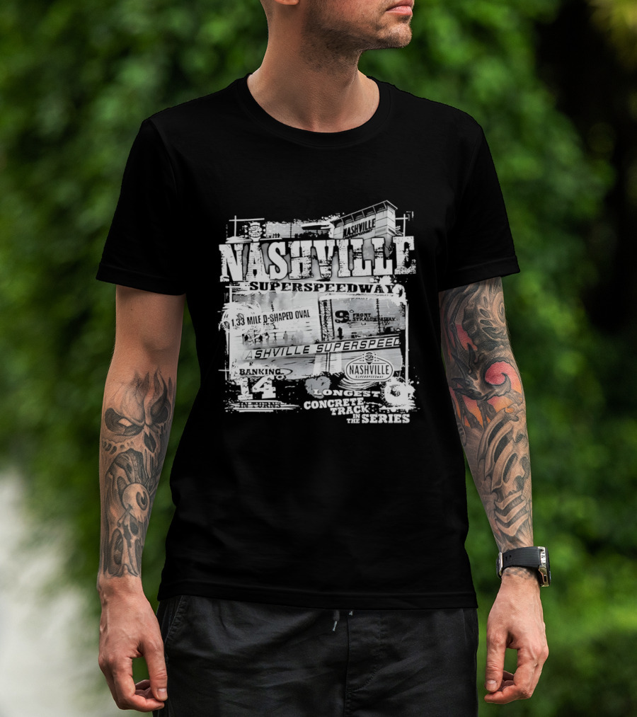 Nashville Superspeedway D Shaped Oval Longest Concrete Track In The Series Racing T-Shirt