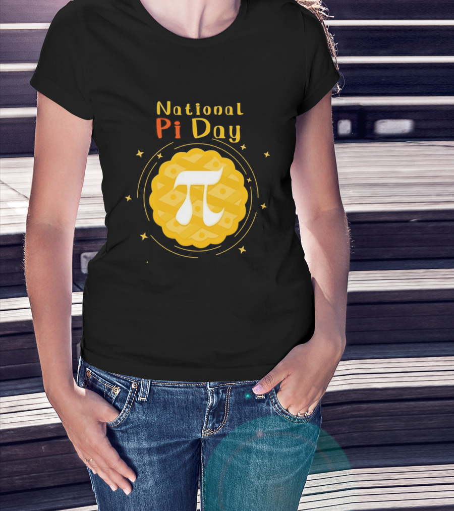 National Pi Day Pie Icon With Stars And Math T-Shirt