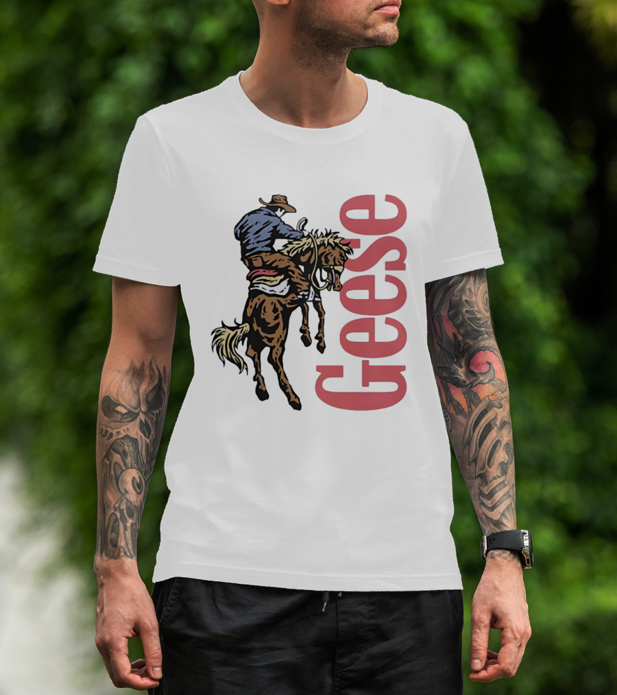 Geese Cowboy Riding Cartoon Adventure T-Shirt