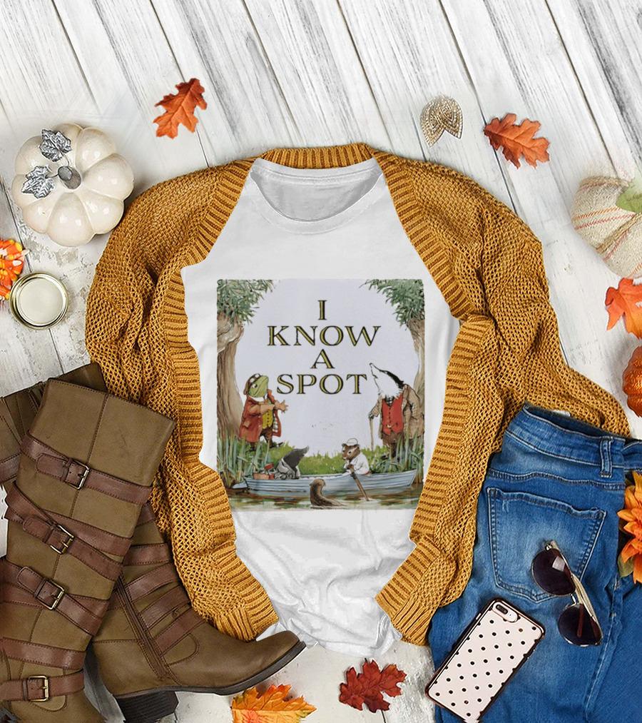 The Wind in the Willows Characters I Know A Spot Scene with Mole Water Rat Badger and Toad T-Shirt