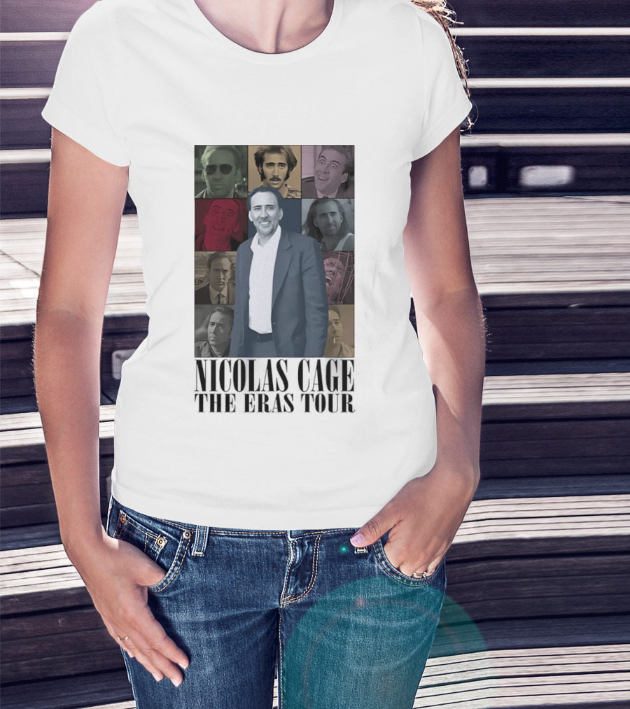 Nicolas Cage The Eras Tour Multicolor Collage T-Shirt