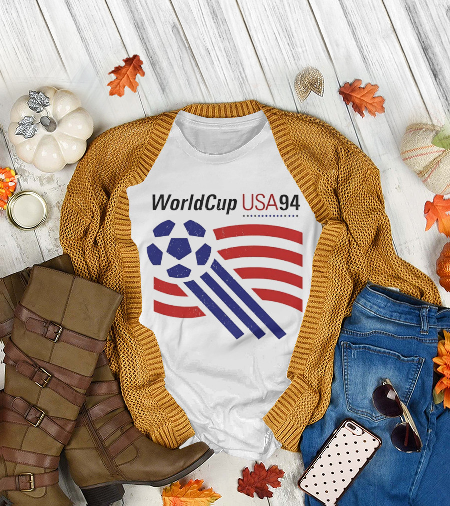 World Cup USA 94 Iconic Soccer Ball and Stripes T-Shirt