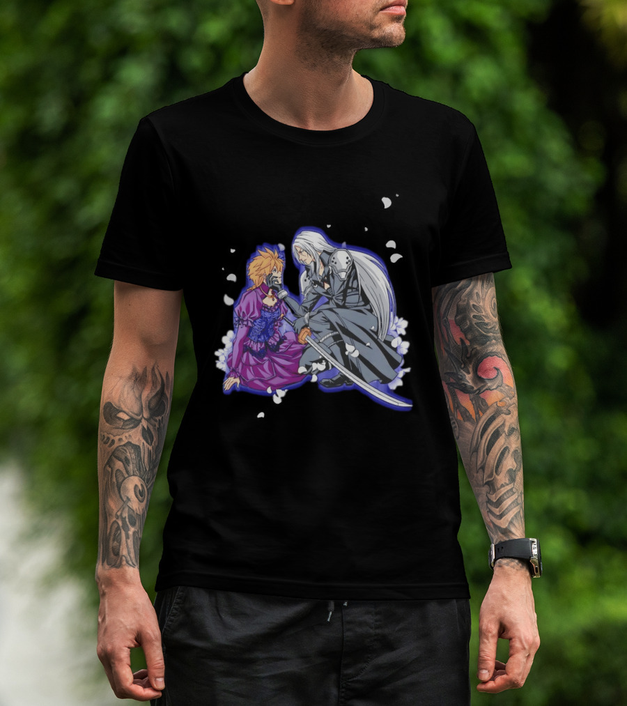 Aerith And Sephiroth Enemy Love Final Fantasy Iconic Characters In Romantic Conflict T-Shirt