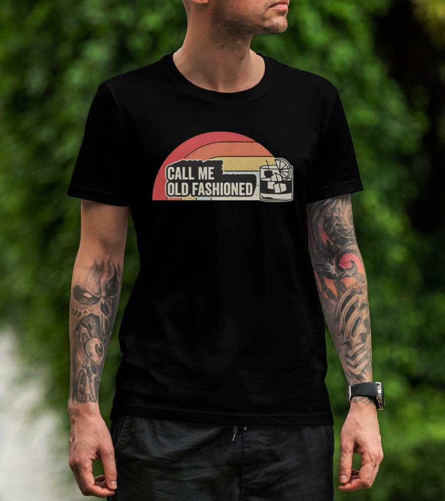 Call Me Old Fashioned Retro Cocktail Ice Cubes Slice Of Lemon T-Shirt