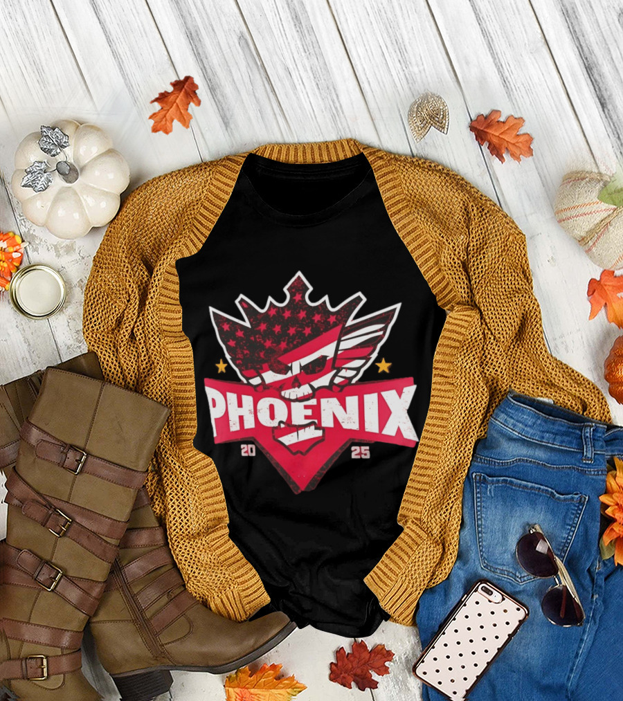 Cody Rhodes Phoenix Nightmare 2025 WWE Star Stripes Skull T-Shirt
