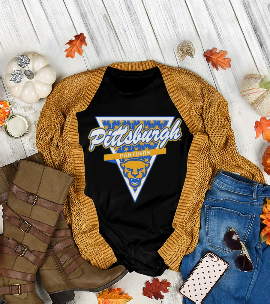 Pittsburgh Panthers Football Palm Tree Triangle T-Shirt