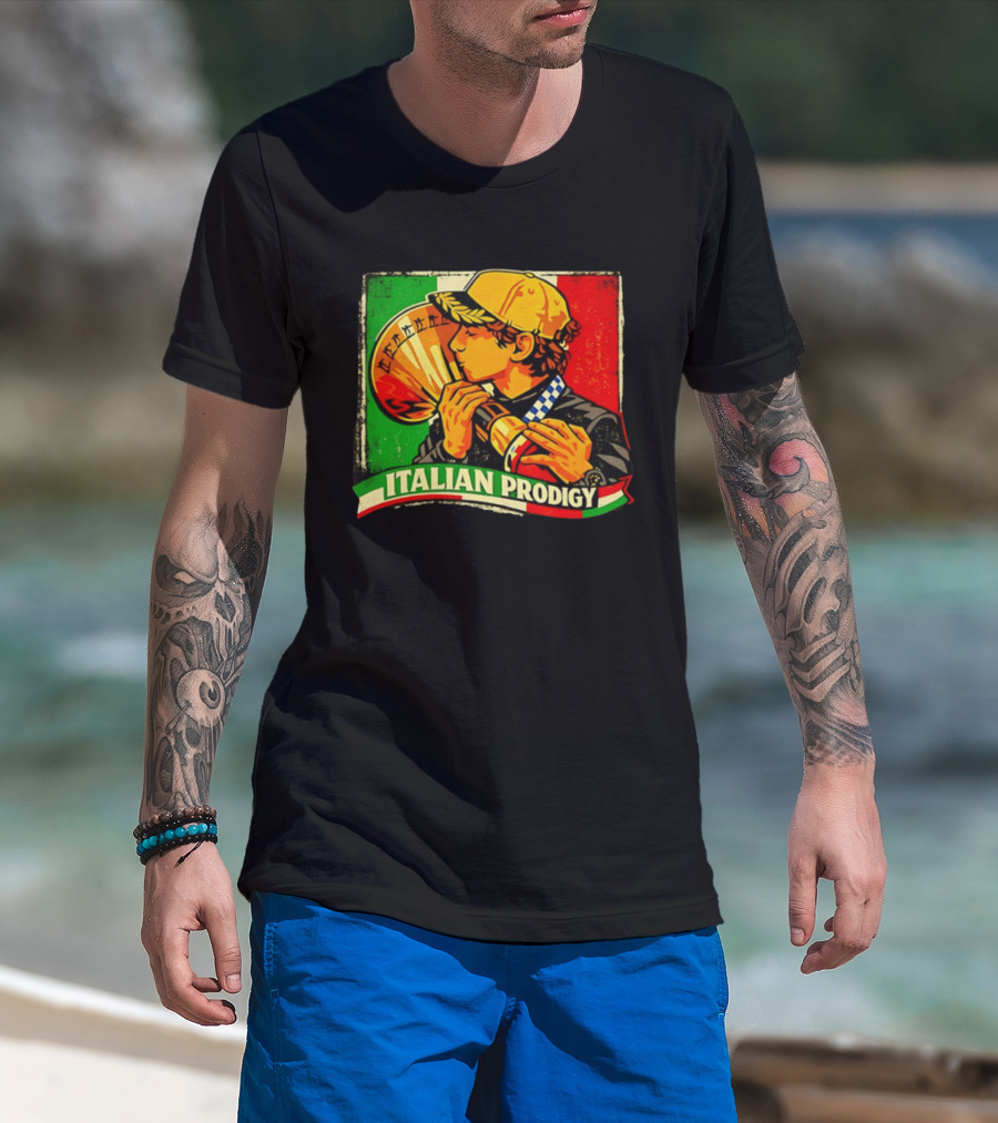 Italy Player Kissing Trophy Italian Prodigy Flag T-Shirt