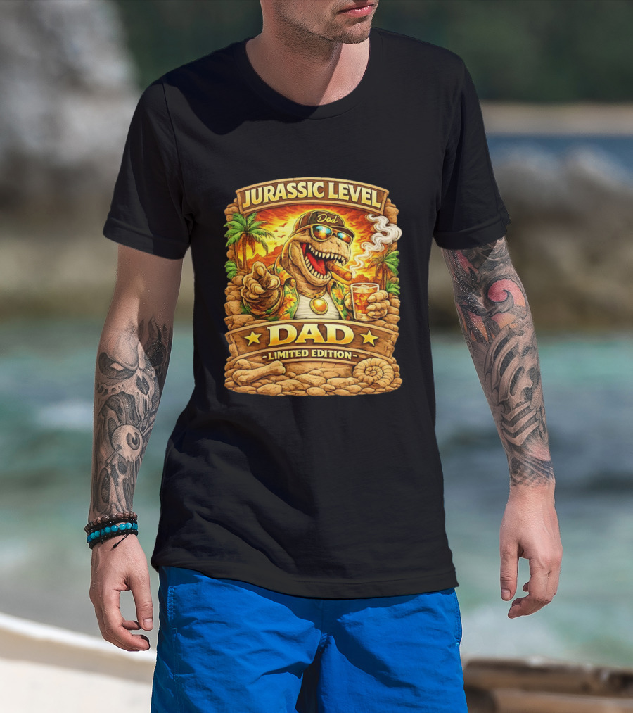 Jurassic Level Dad Dinosaurs Sunglasses Cigar Limited Edition T-Shirt