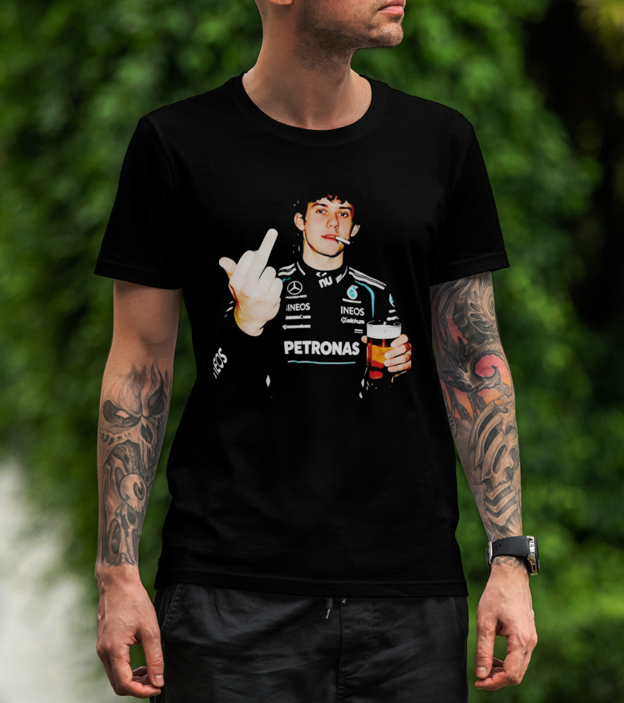 Kimi Antonelli F1 Petronas Mercedes Smoking Beer Middle Finger T-Shirt