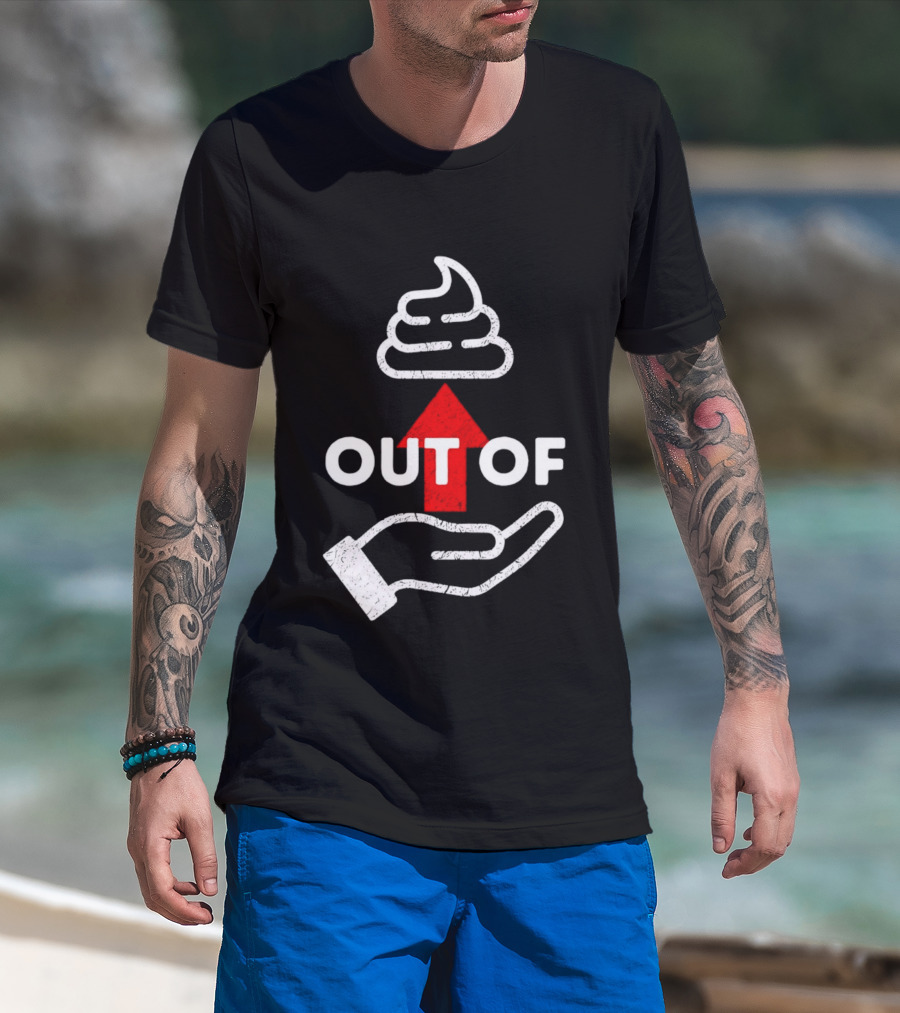 Poop Emoji Hand Gesture Out Of Luck Up Arrow T-Shirt