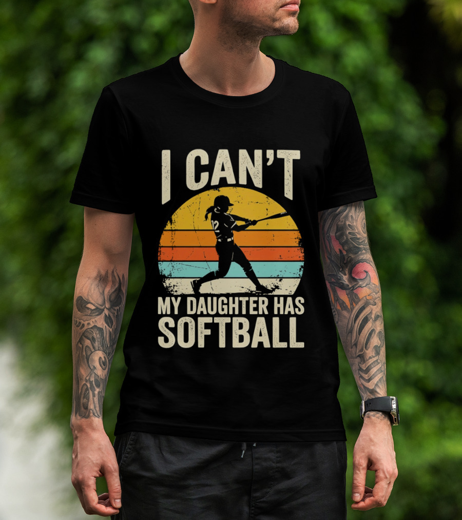 Softball Player 12 I Can't My Daughter Has Softball Sunset T-Shirt