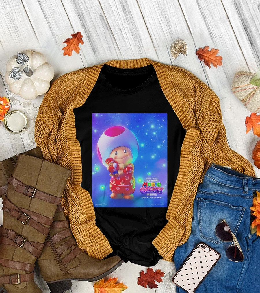 The Super Mario Galaxy Movie Toad Hugging Mario Pajamas Only in Theaters April 1 T-Shirt