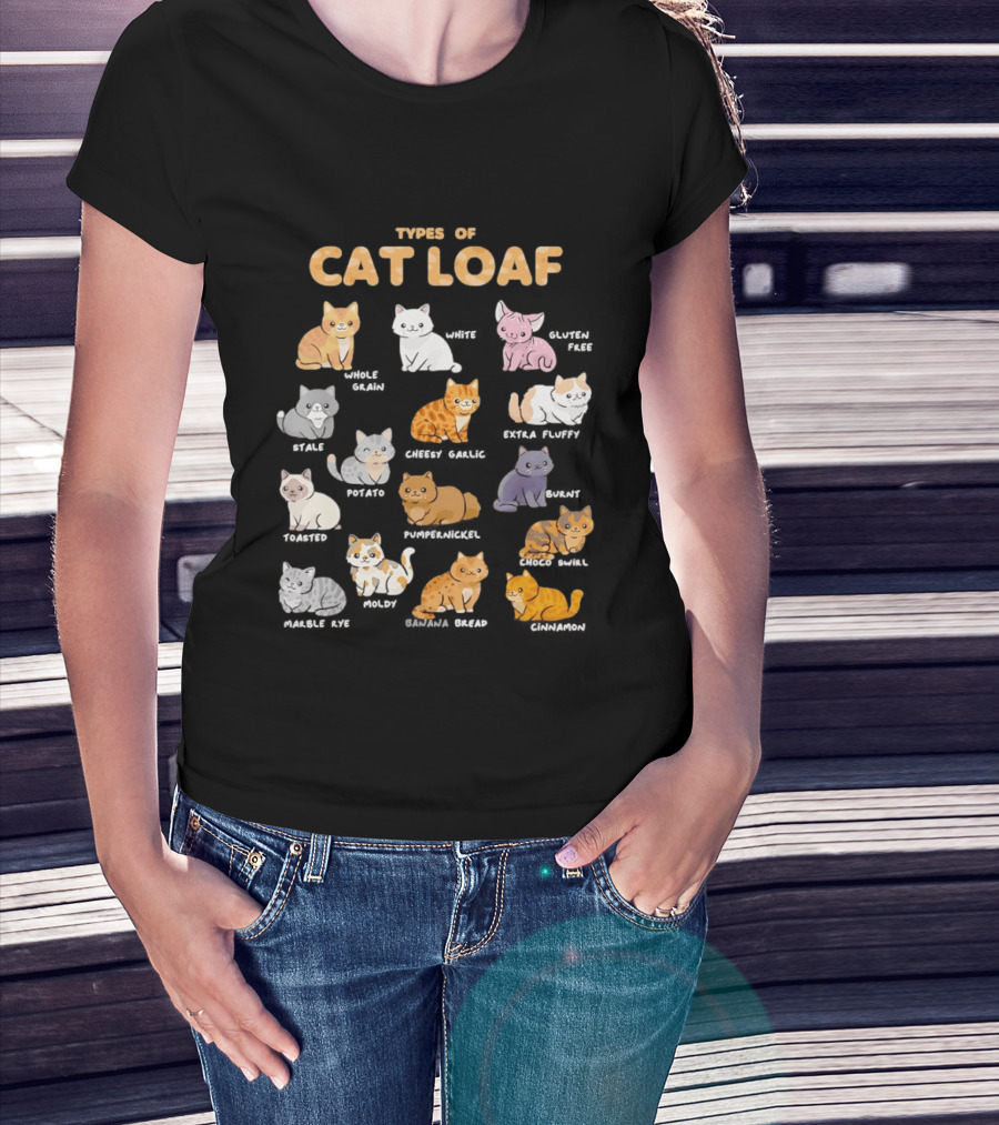 Types Of Cat Loaf Illustrated Cute Feline Varieties T-Shirt