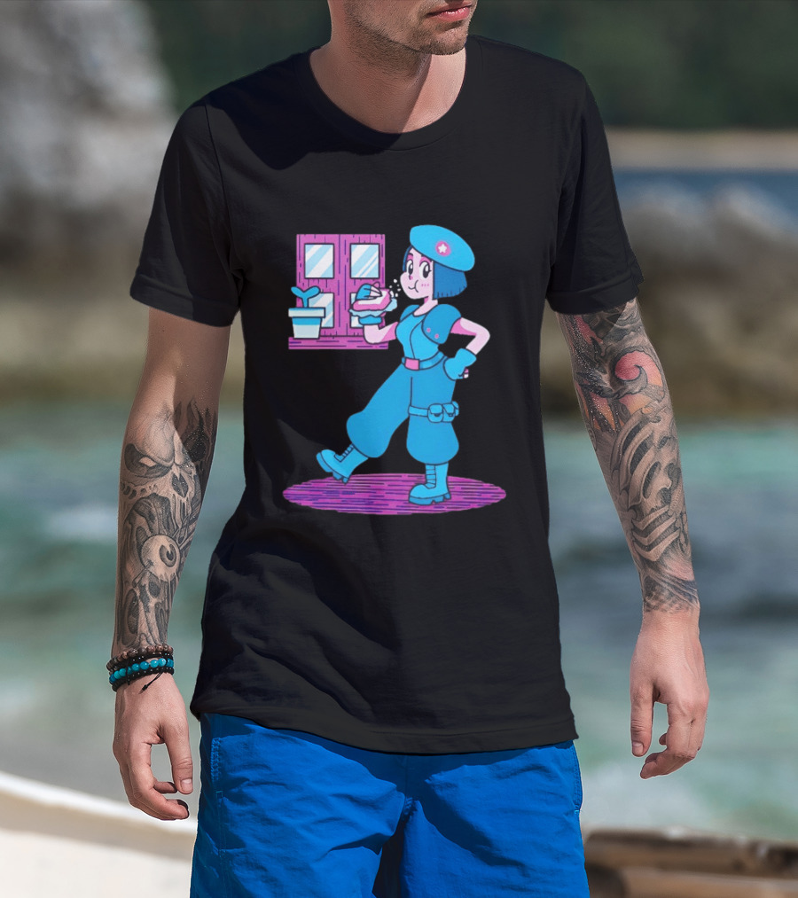 Cartoon Zombie Fighter Holding Plant And Spray T-Shirt