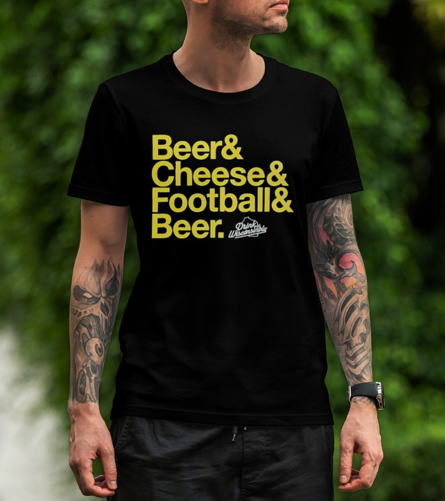 Beer Cheese Football Beer Drink Wisconsibly Packers Fans Game Day T-Shirt