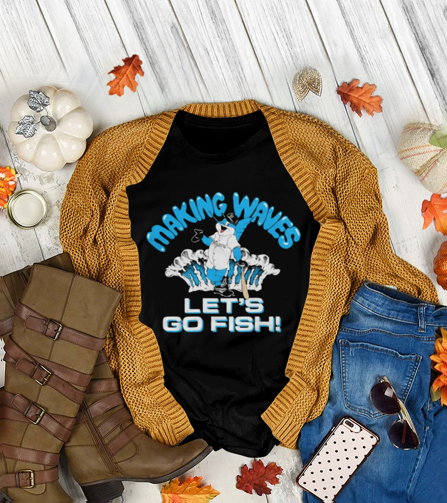 Making Waves Let's Go Fish Billy The Marlin Miami Marlins T-Shirt