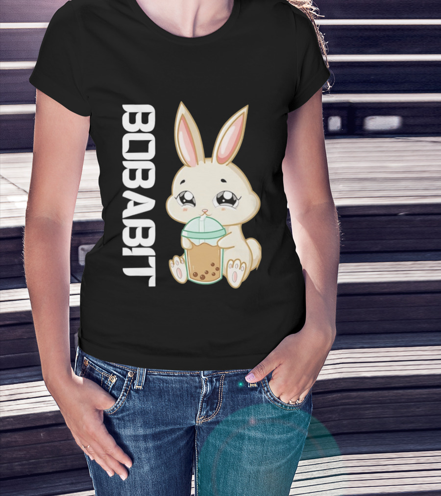 Bobabbit Cute Bunny Drinking Boba Tea T-Shirt