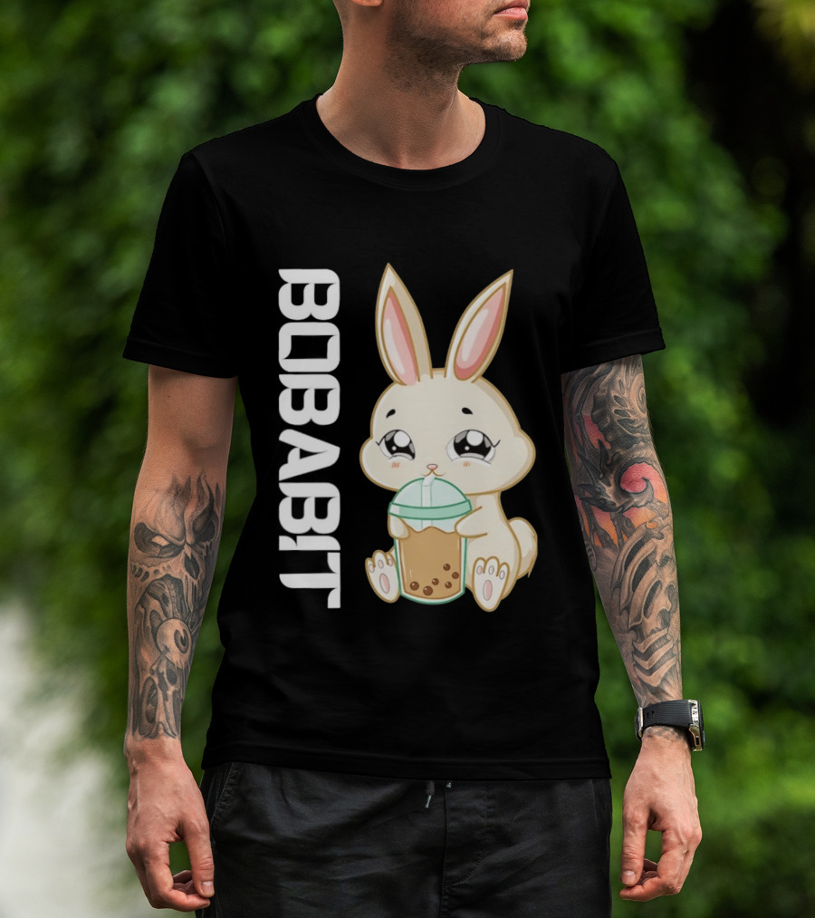 Bobabbit Cute Bunny Drinking Boba Tea T-Shirt