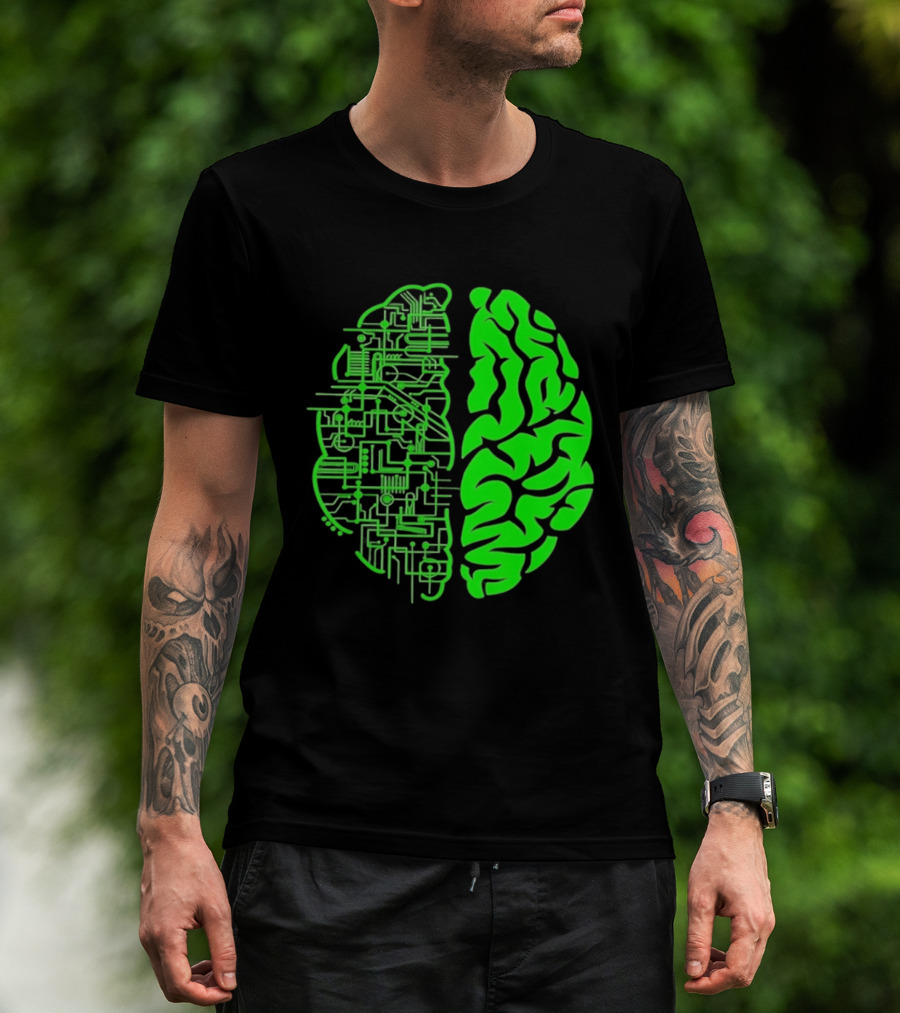 Mind Vs Machine Circuitry Brain Dual Personality T-Shirt