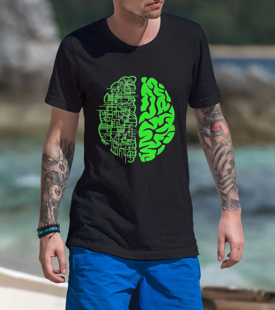 Mind Vs Machine Circuitry Brain Dual Personality T-Shirt