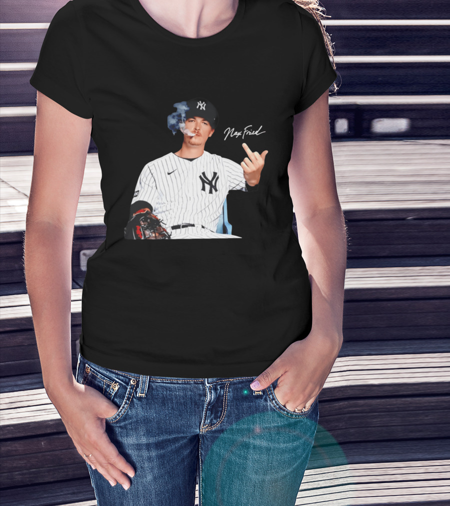 Max Fried New York Yankees Middle Finger Gesture Smoking 2026 T-Shirt