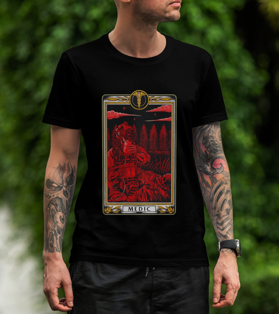 Medic Skeleton Soldier Tactical Card T-Shirt