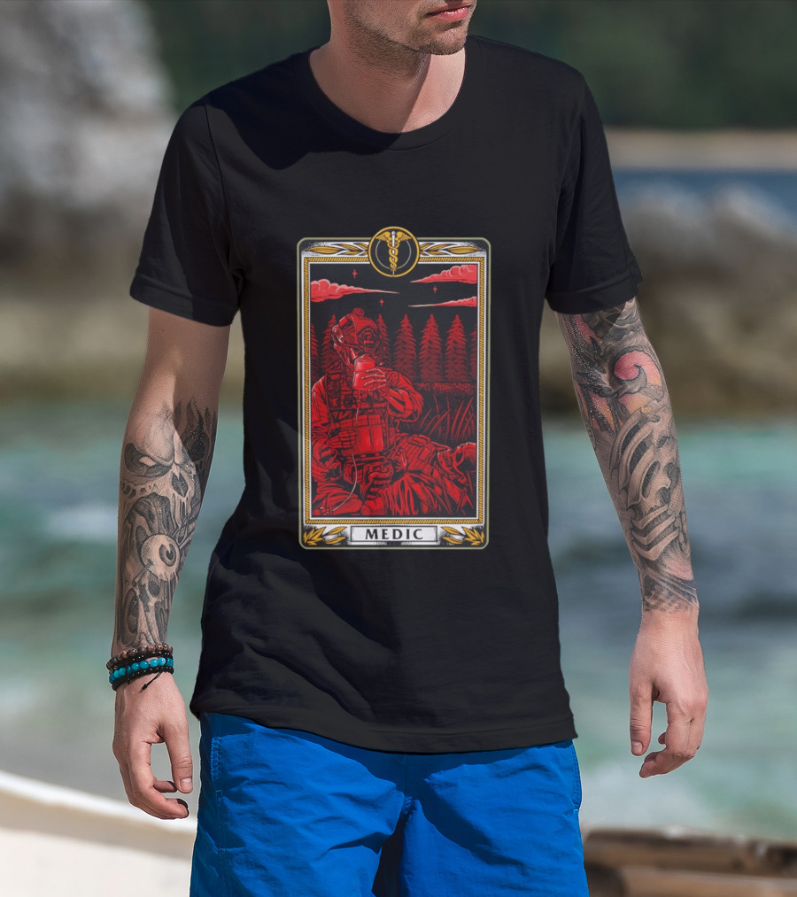 Medic Skeleton Soldier Tactical Card T-Shirt