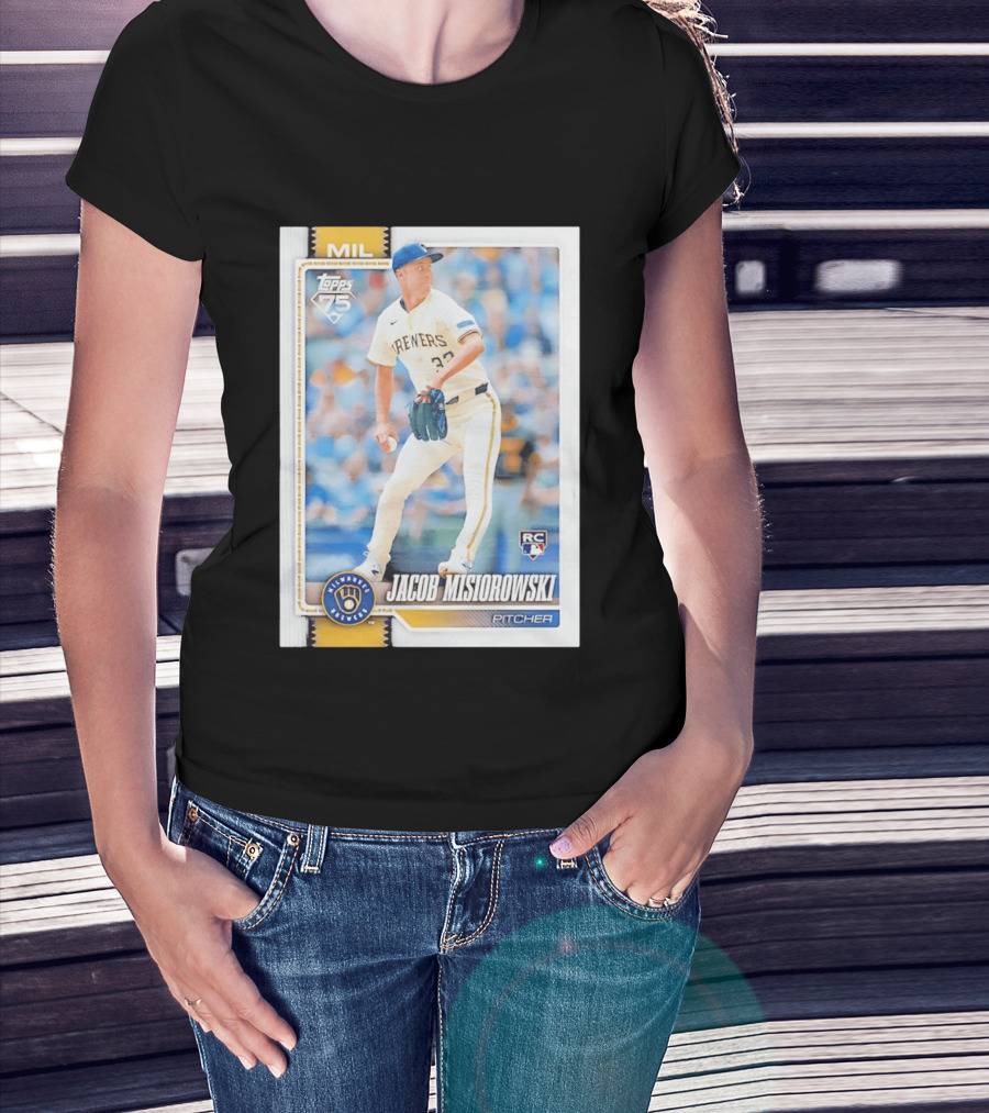 Topps 75 Milwaukee Brewers Jacob Misiorowski Rookie Card Pitcher T-Shirt