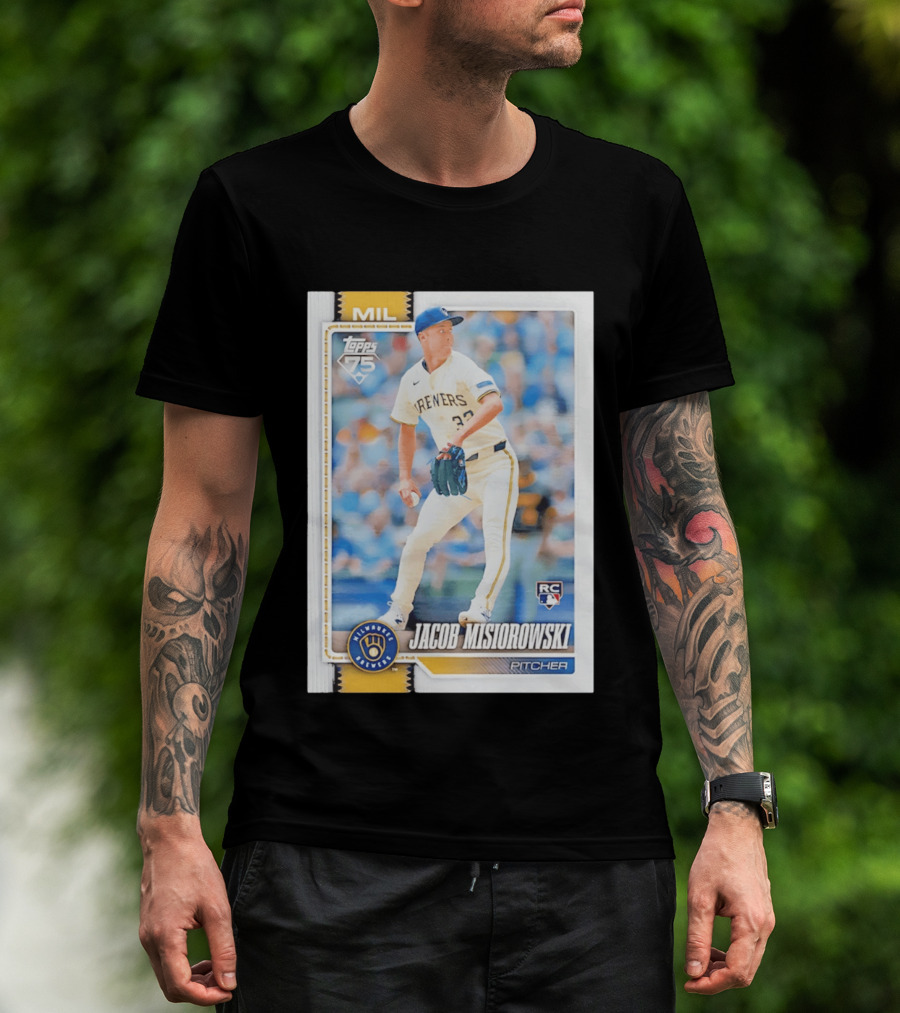 Topps 75 Milwaukee Brewers Jacob Misiorowski Rookie Card Pitcher T-Shirt