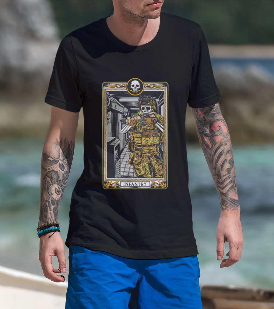 Infantry Skeleton Tactical Soldier Card T-Shirt