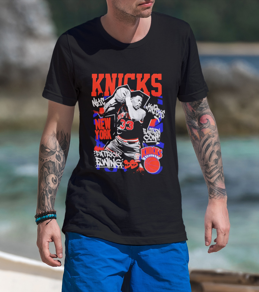 Patrick Ewing New York Knicks Iconic Dunk 33 Legends T-Shirt
