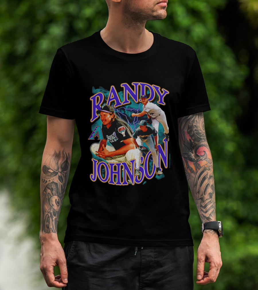 Randy Johnson Arizona Diamondbacks Collage Player '26 Lightning Pitcher T-Shirt