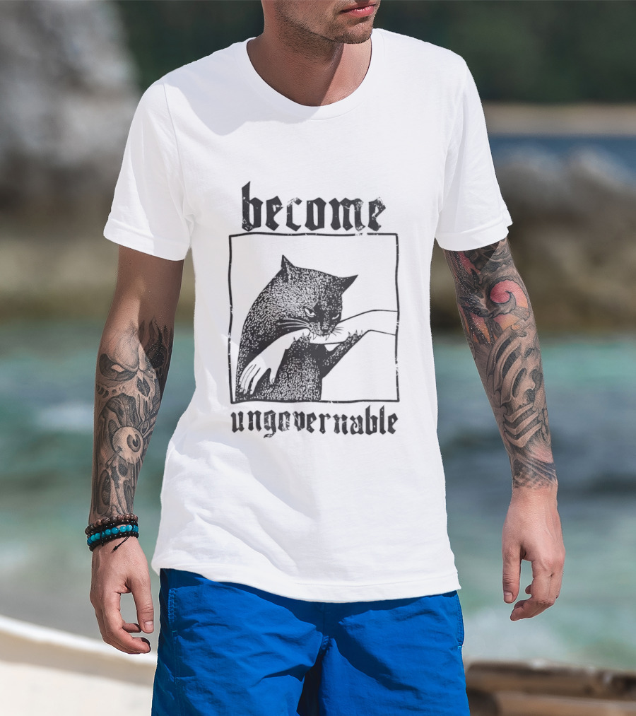 Become Ungovernable Black Cat Bit Hand T-Shirt