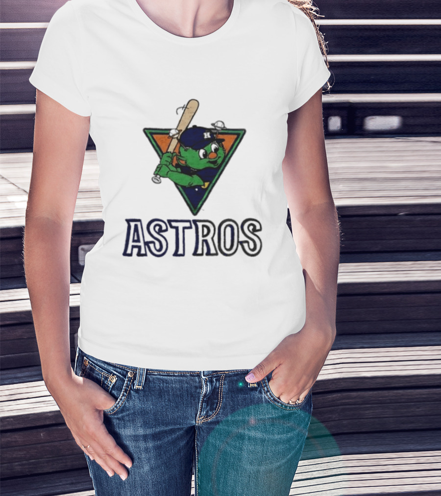 Astros Orbit Baseball Character Triangular Backdrop Homage T-Shirt