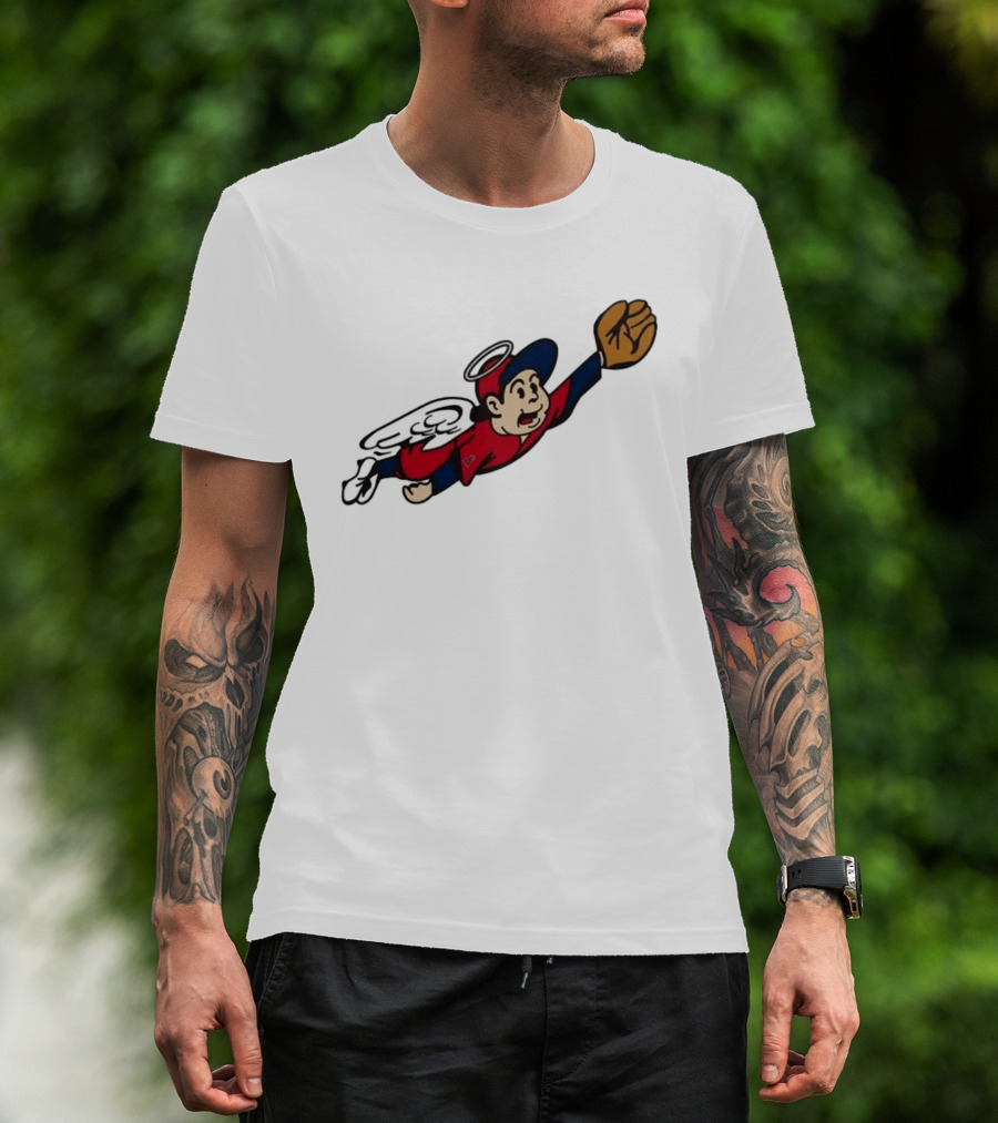Los Angeles Angels Little Halo Boy Flying Baseball Player With Wings And Glove T-Shirt