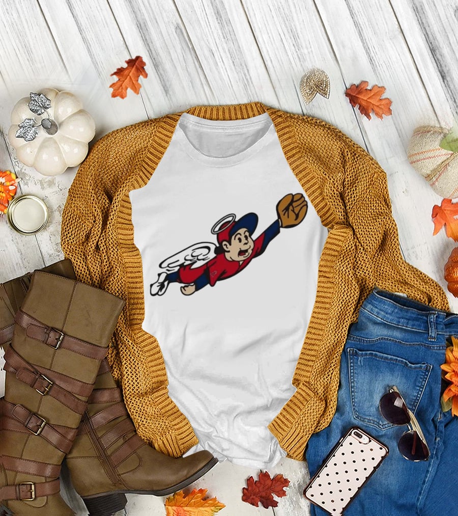 Los Angeles Angels Little Halo Boy Flying Baseball Player With Wings And Glove T-Shirt