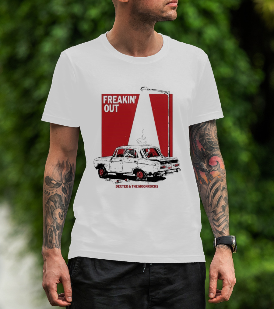 Dexter And The Moonrocks Freakin' Out Tour Car Under Red Light With Smoke T-Shirt