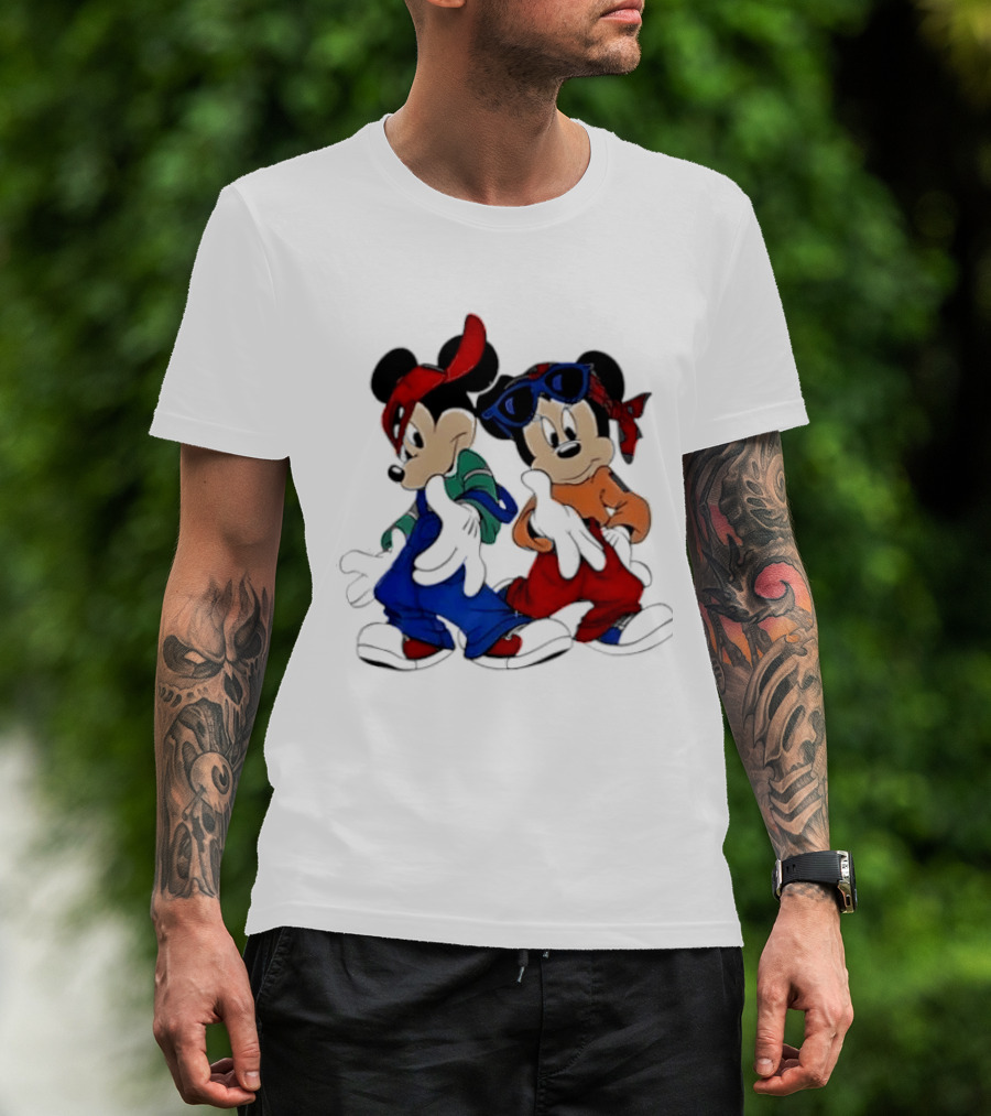 Mickey Minnie Mouse Hip Hop Style Outfits Vintage Look T-Shirt
