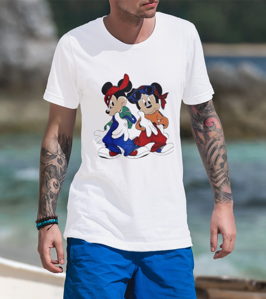 Mickey Minnie Mouse Hip Hop Style Outfits Vintage Look T-Shirt