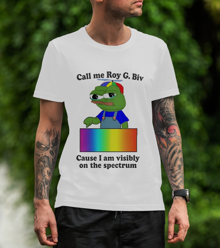 Pepe The Frog Call Me Roy G. Biv Cause I Am Visibly On The Spectrum Rainbow Visual T-Shirt