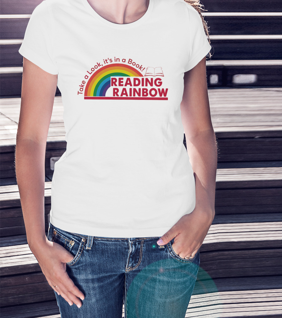 Reading Rainbow Take A Look It's In A Book Rainbow And Open Book T-Shirt