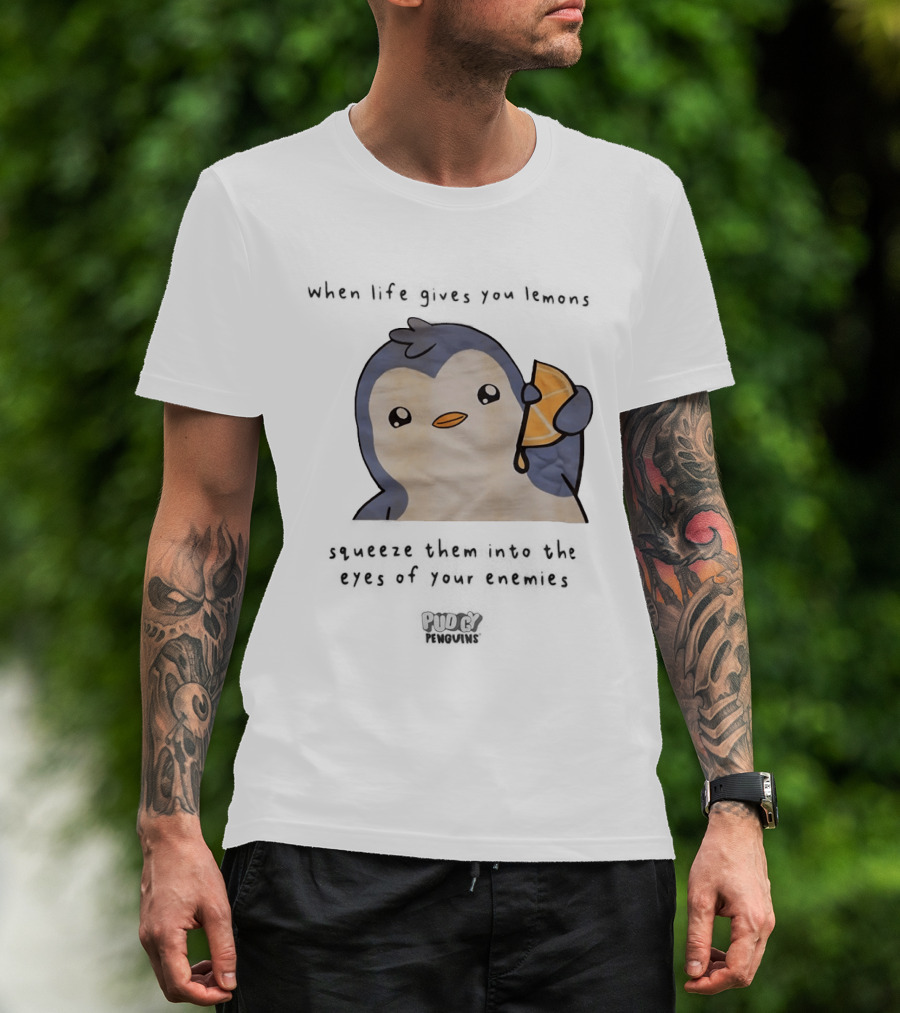 When Life Gives You Lemons Squeeze Them Into The Eyes Of Your Enemies Pudgy Penguins Cartoon T-Shirt