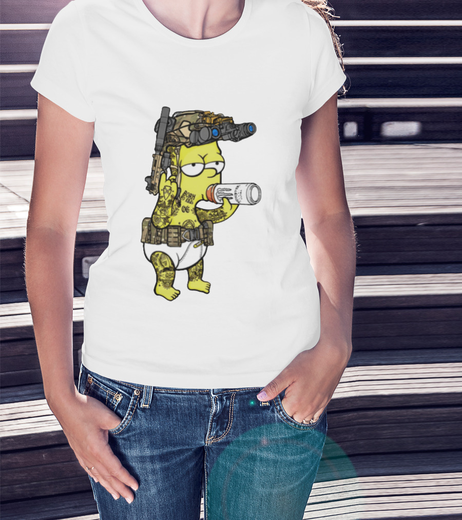 Bart Simpson Tactical Gear Night Vision Tattoo Parody Yung Bart T-Shirt