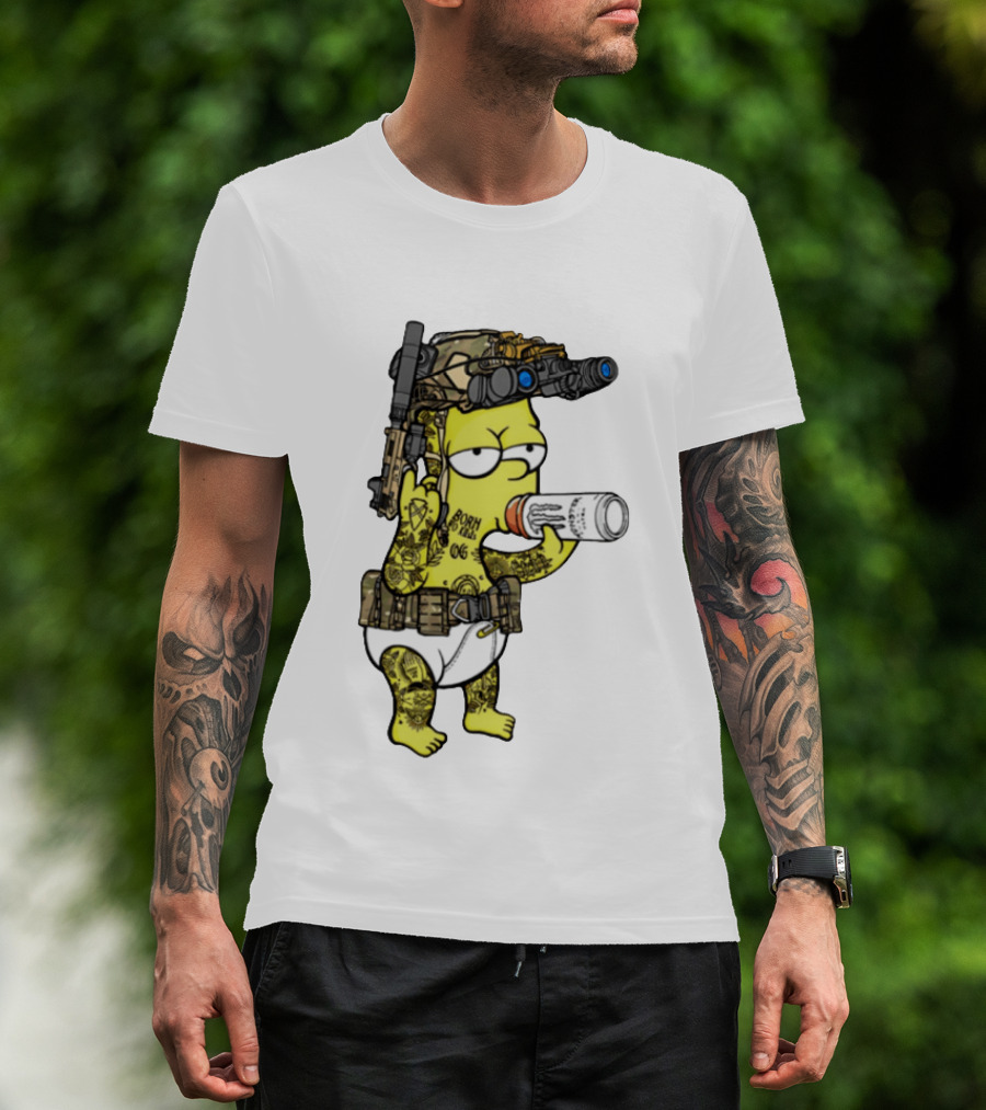 Bart Simpson Tactical Gear Night Vision Tattoo Parody Yung Bart T-Shirt