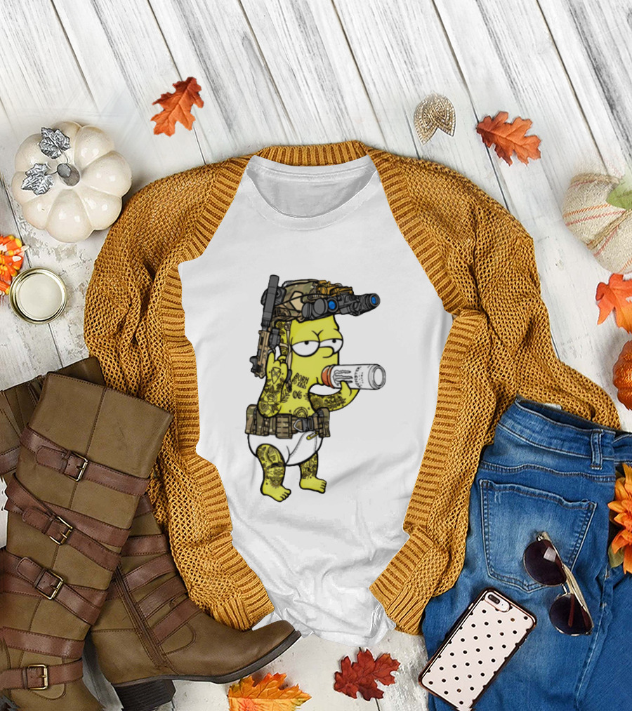Bart Simpson Tactical Gear Night Vision Tattoo Parody Yung Bart T-Shirt